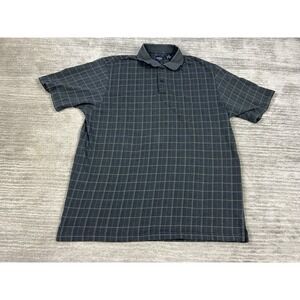 Arrow Shirt Mens XL Gray Windowpanel Short Sleeve Polo Cotton Blend Casual